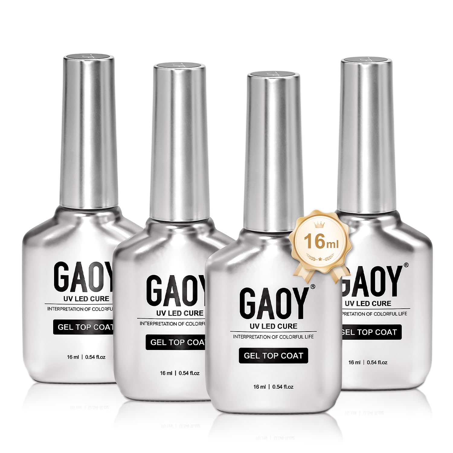 GAOY glassy clear top coat in a 16ml bottle for high gloss