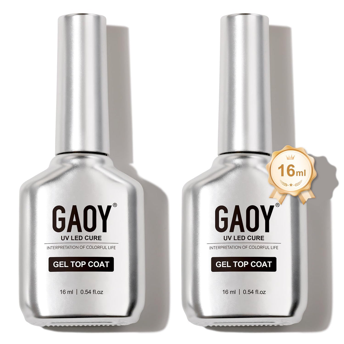 GAOY glassy clear top coat bottle delivers a high gloss finish for long lasting shine