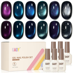 GAOY Glitter Cat Eye gel polish in purple with holographic shimmer for bold manicures
