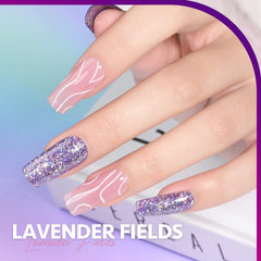 GAOY Glitter Gel Lavender Fields Diamond Shine after two layers yields radiant sparkle