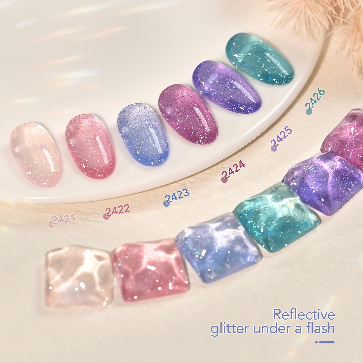 GAOY Glitter Jelly Nail Polish packaging shows six-color set.