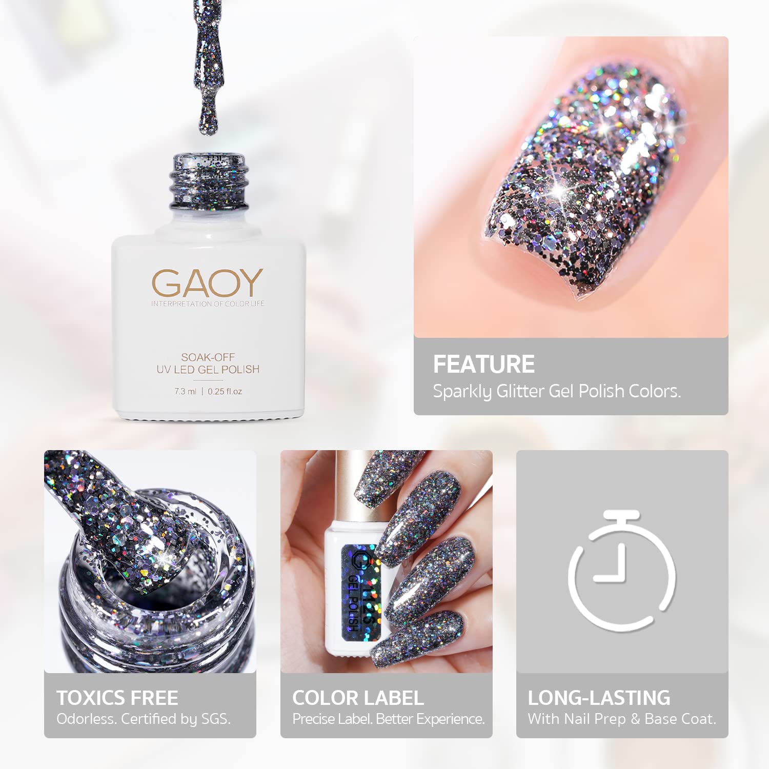 GAOY Glitter Ruby color-05 glitter gel polish for long-lasting shine.