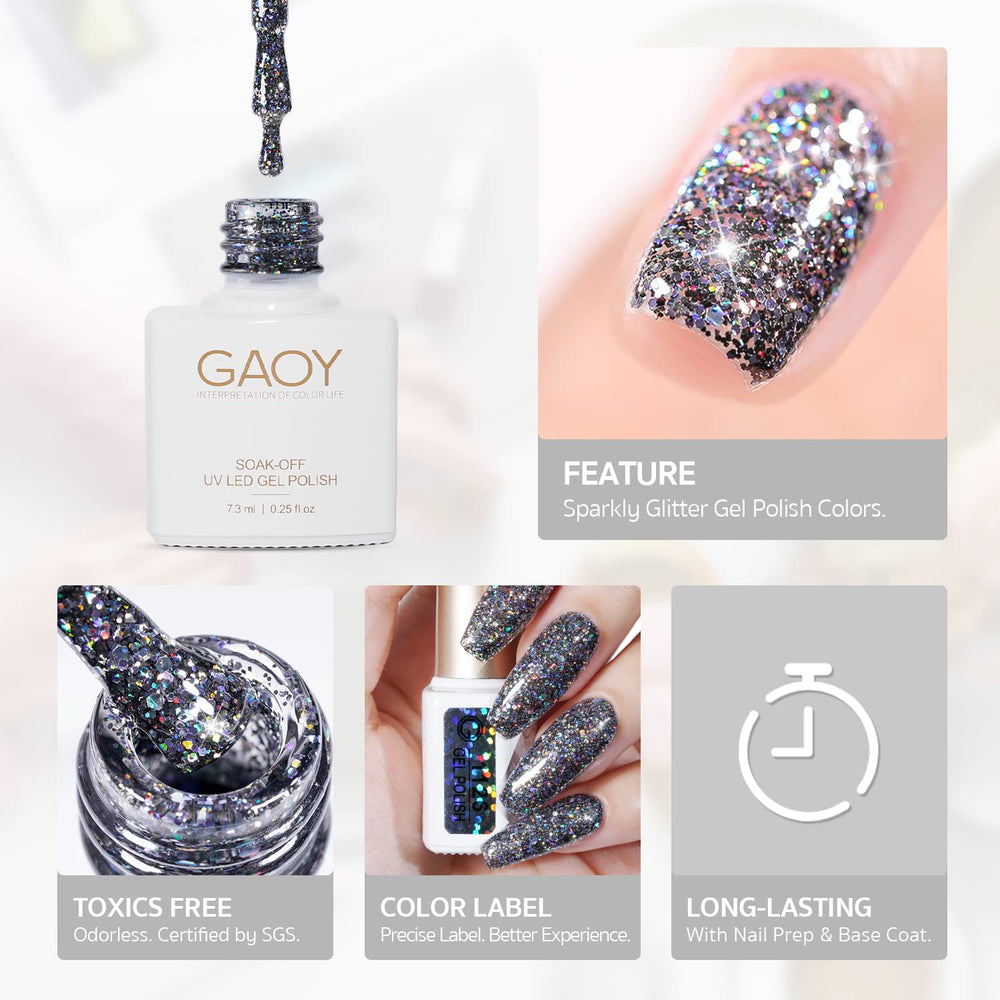 GAOY Glitter Ruby color-05 glitter gel polish for long-lasting shine.