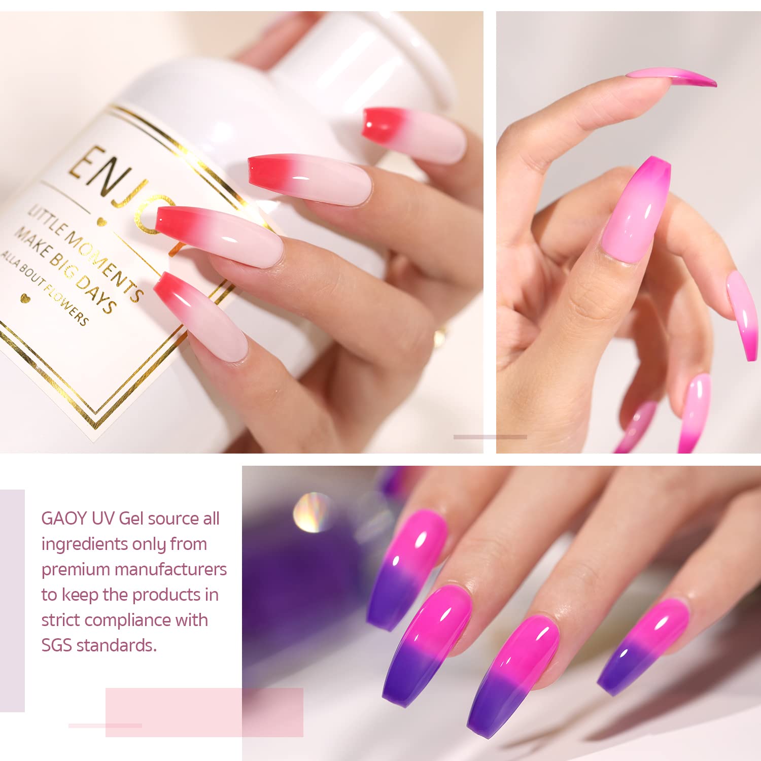 GAOY glossy finish nails shown under studio lighting