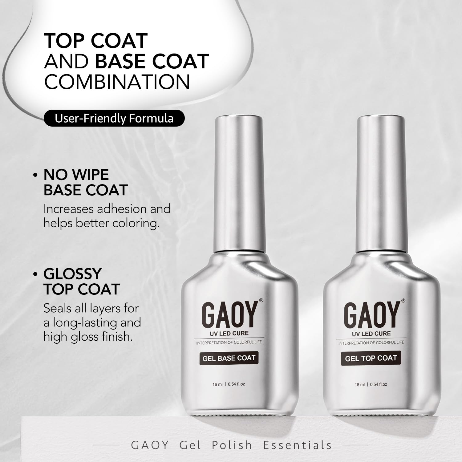 GAOY finished nails showcase a durable, glossy shine after cure.