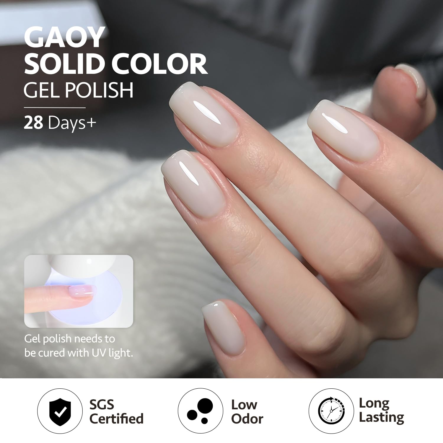 GAOY glossy top coat finish for bright, shiny nails.