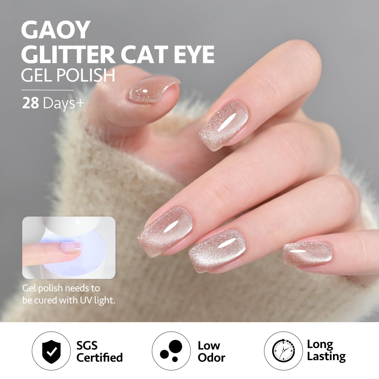 GAOY holographic cat-eye effect adds sparkle and depth to manicure