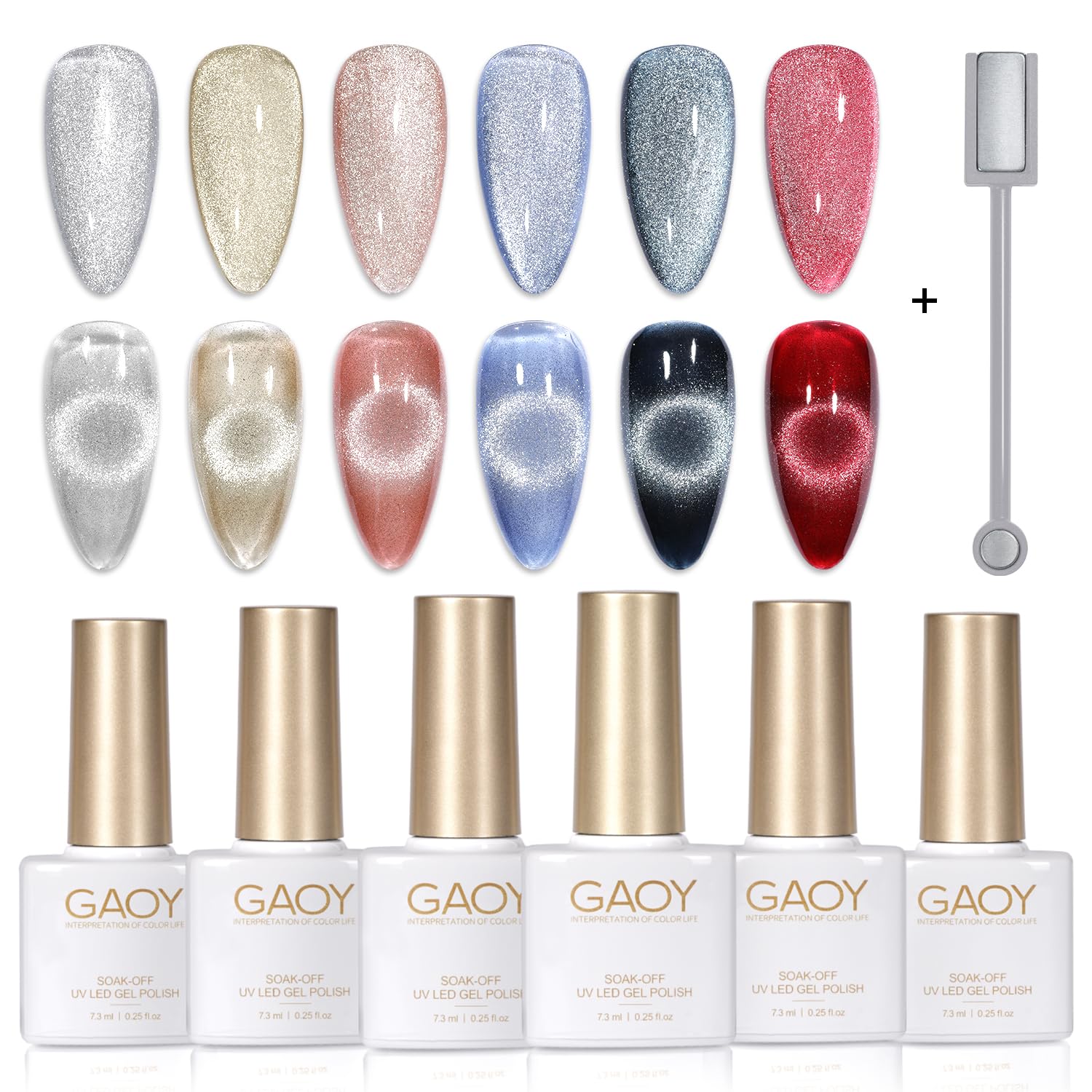 GAOY holographic cat eye gel polish set for vibrant shimmer and wear