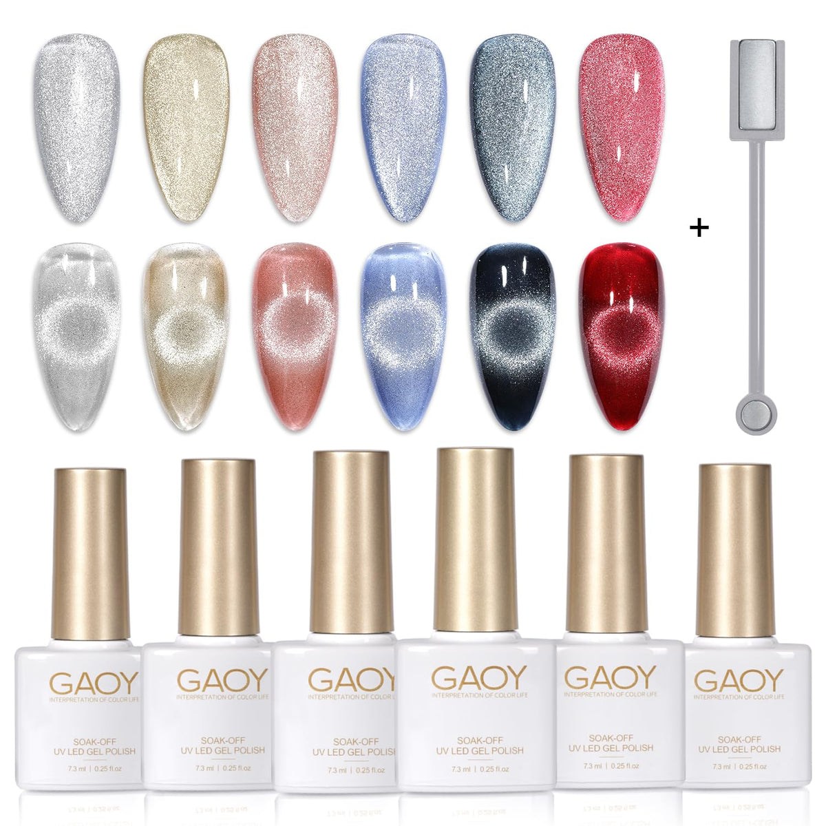 GAOY holographic cat eye gel polish set for vibrant shimmer and wear