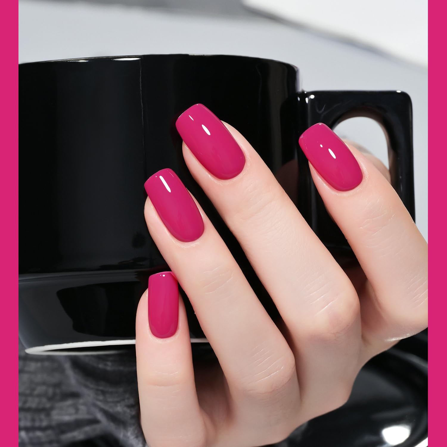 GAOY hot pink gel nail polish color palette highlights the versatile hue and finish.