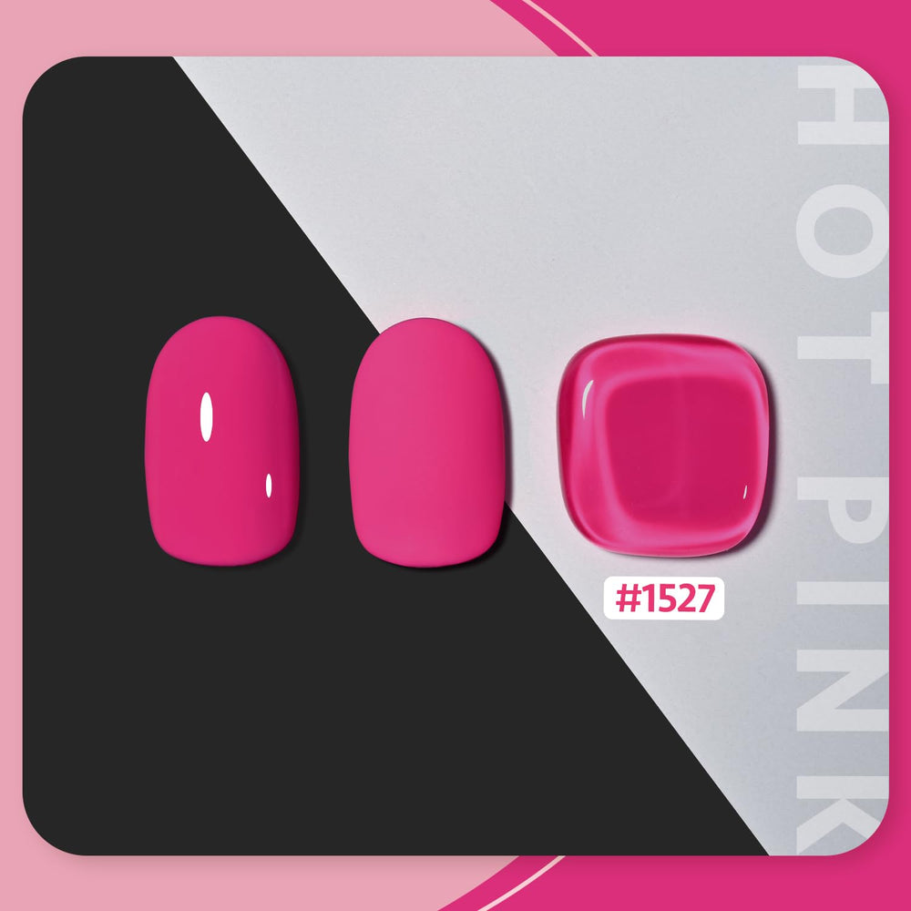 GAOY hot pink gel nail polish nails swatch demonstrates long-lasting shine with proper cure.