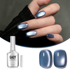 GAOY Jelly Blue Cat Eye Gel Nail Polish box with magnet for at-home nail art