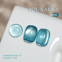 GAOY Jelly Blue Cat Eye magnet to create pattern before curing