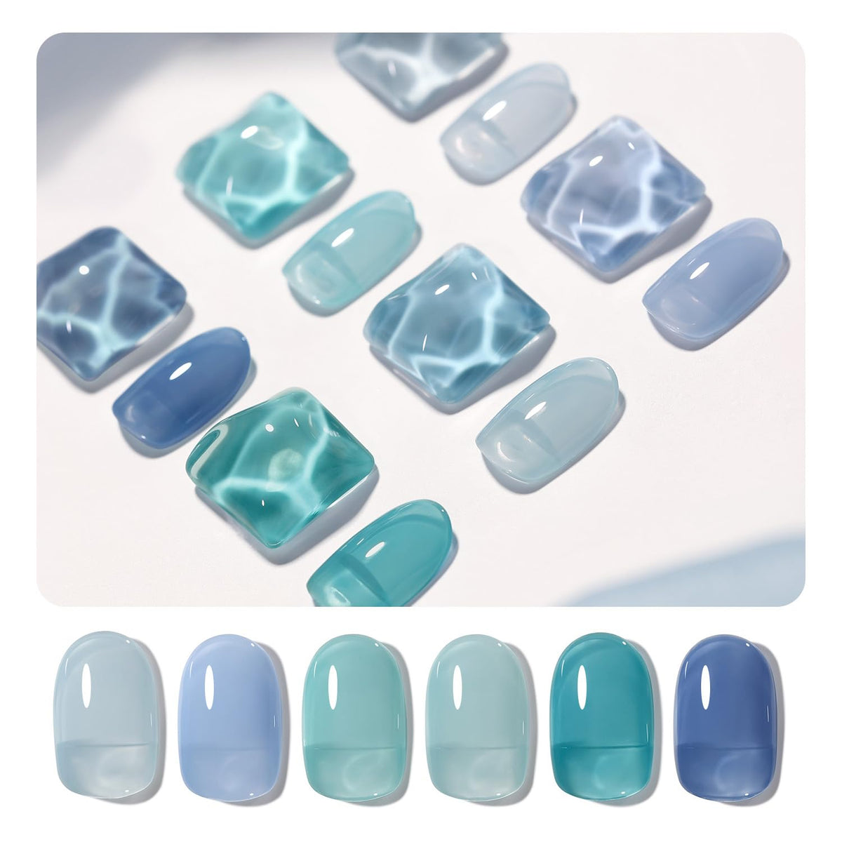 GAOY Jelly Blue Gel Polish color 01 swatch for long-lasting manicure at home.