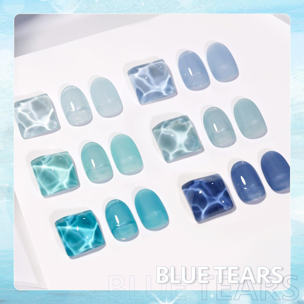 GAOY Jelly Blue Gel Polish color 06 swatch for odor-free home nail art.