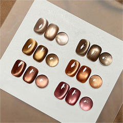 GAOY Jelly Brown Cat Eye gel polish set for at-home glitter cat-eye nails.