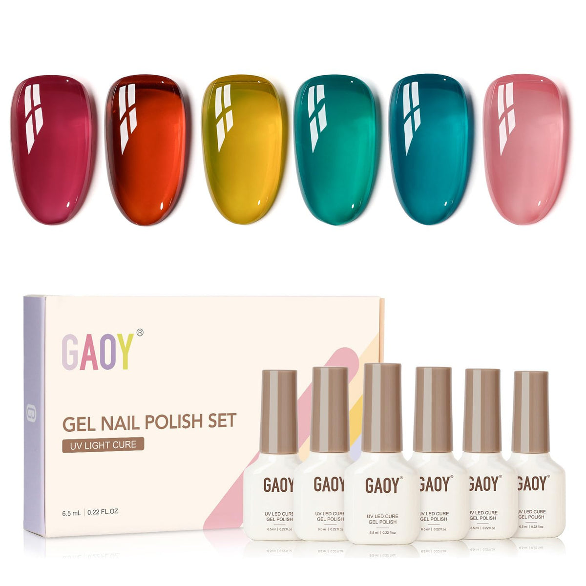 GAOY Jelly Gel Nail Polish Kit pink color offers a sheer, natural look for everyday nails