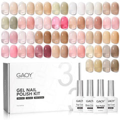GAOY Jelly Gel Nail Polish Kit full swatch display shows the color range for versatile looks.