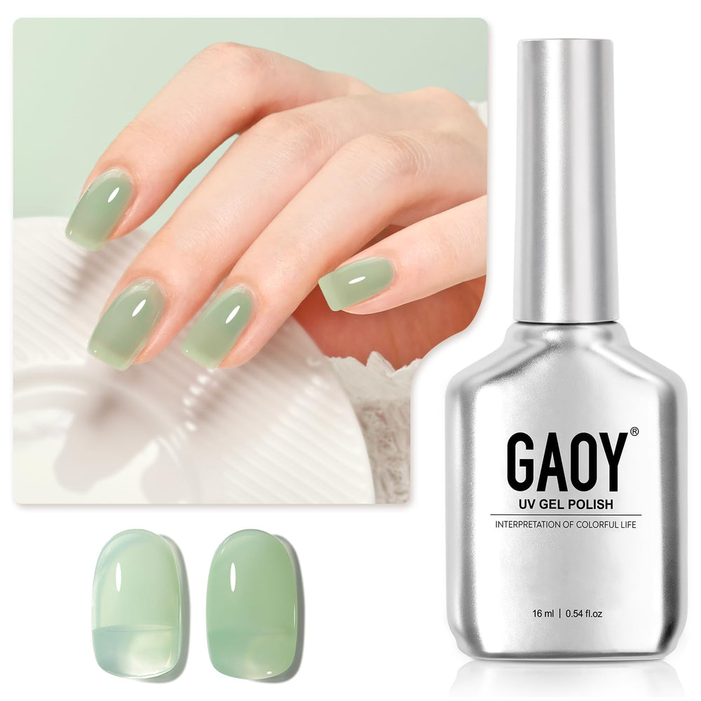 GAOY Jelly Gel Nail Polish Light Jade front view for easy at-home manicures.
