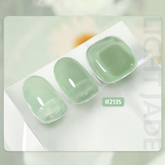 GAOY Jelly Gel Nail Polish Light Jade swatch shows buildable color options.