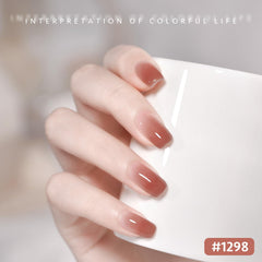 Swatch card highlights GAOY nude pink brown tones for DIY nails