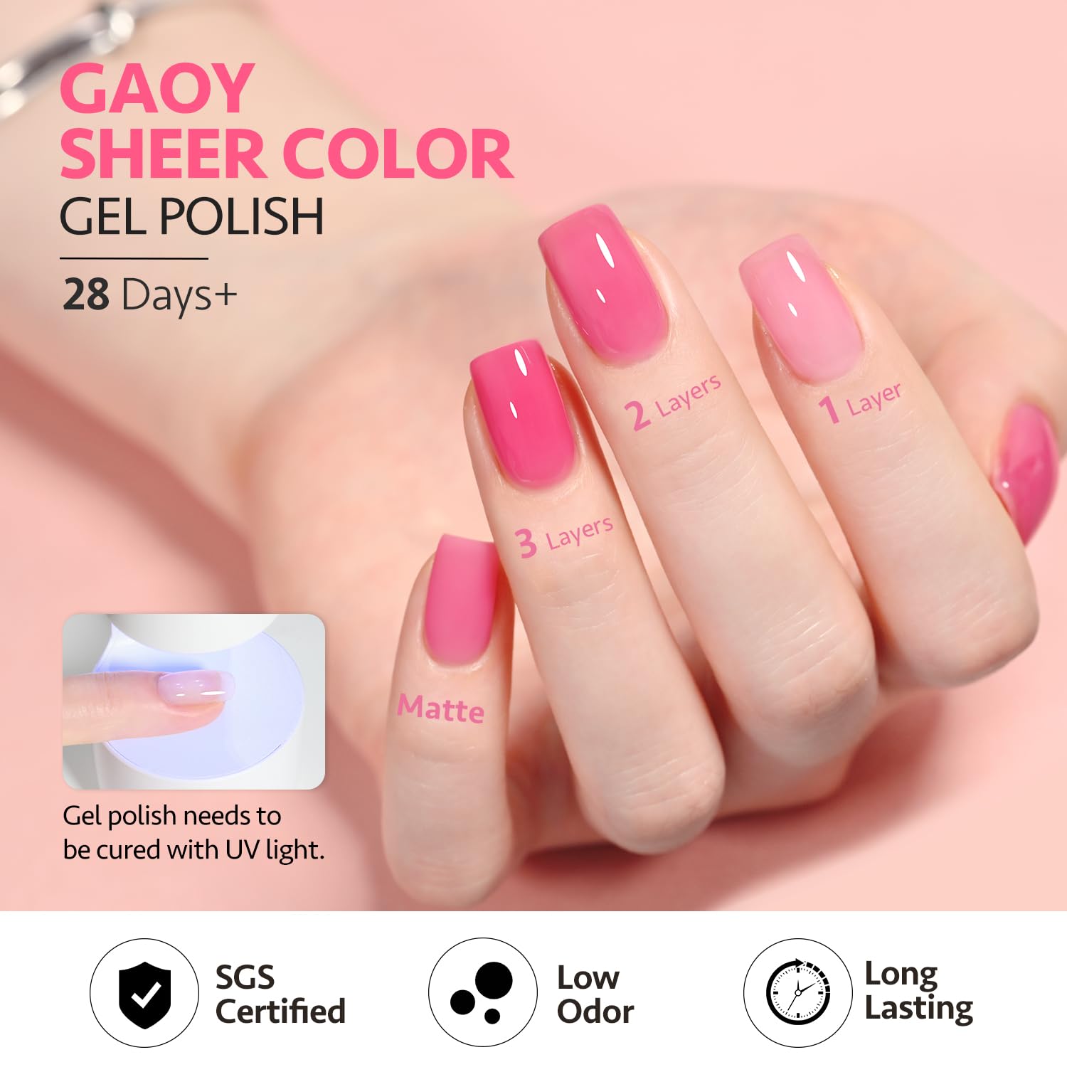 GAOY Jelly Gel top coat adds a shimmery jelly finish.