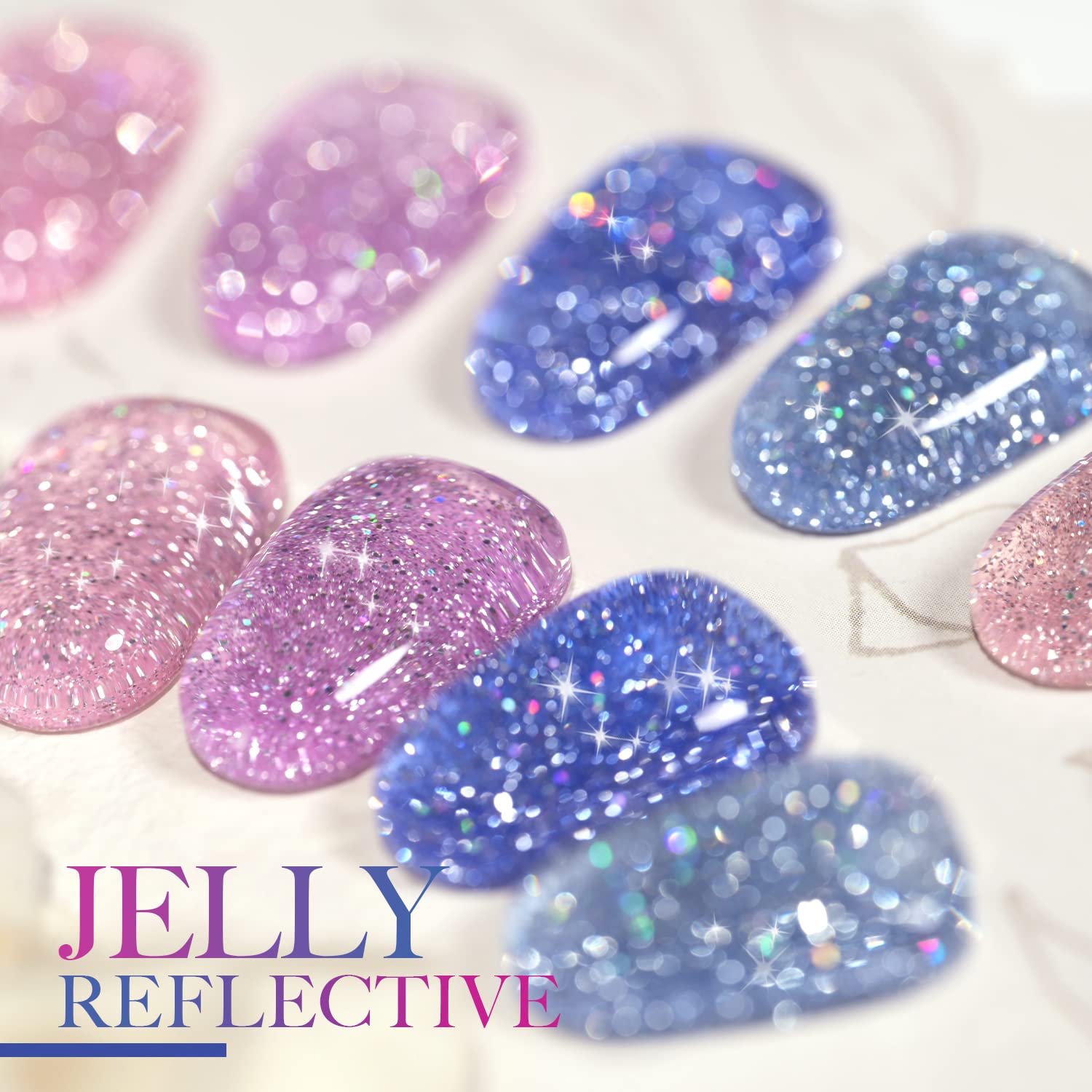 GAOY Jelly Glitter nail-art setup showing organized kit
