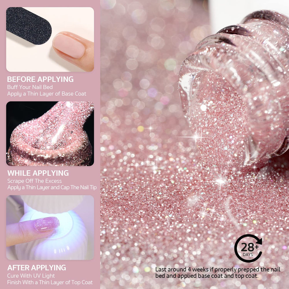 GAOY Jelly Glitter curing under UV/LED lamp for quick dry
