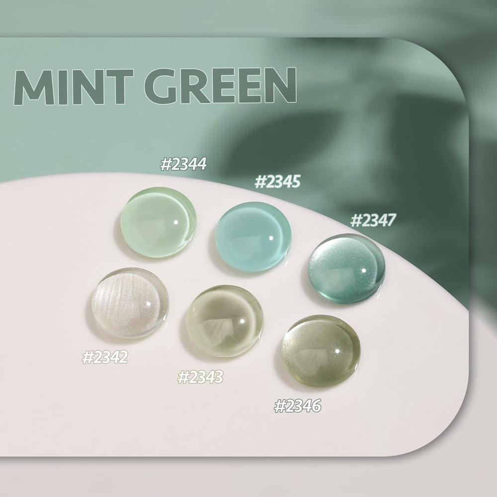 GAOY jelly green glitter cat-eye polish shows holographic shimmer for chic nails