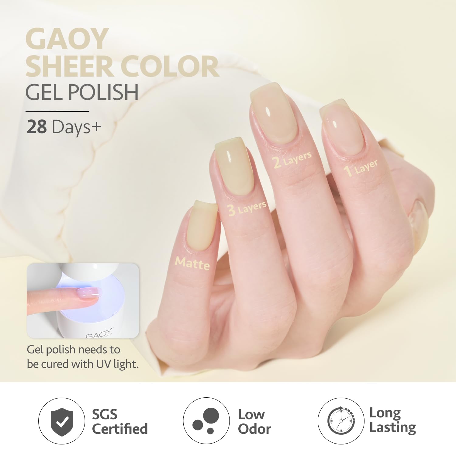 GAOY Jelly Green at-home nail art with six color options