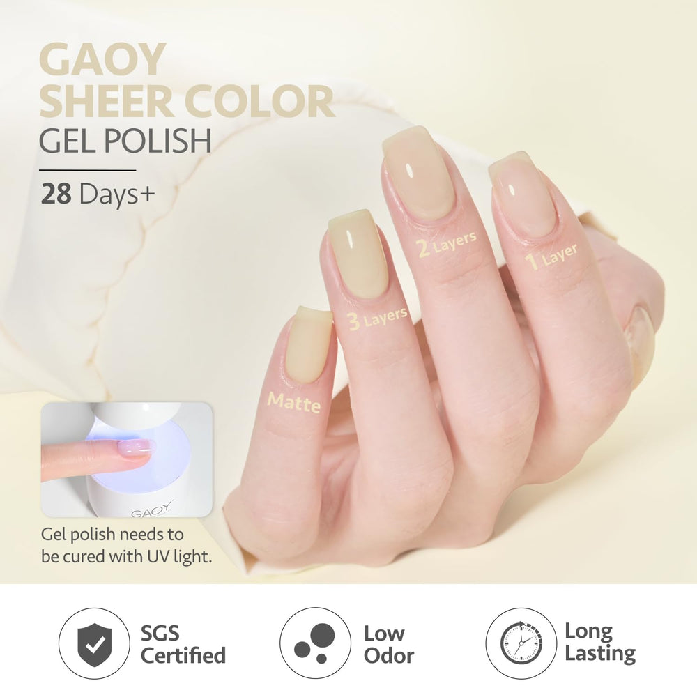 GAOY Jelly Green at-home nail art with six color options