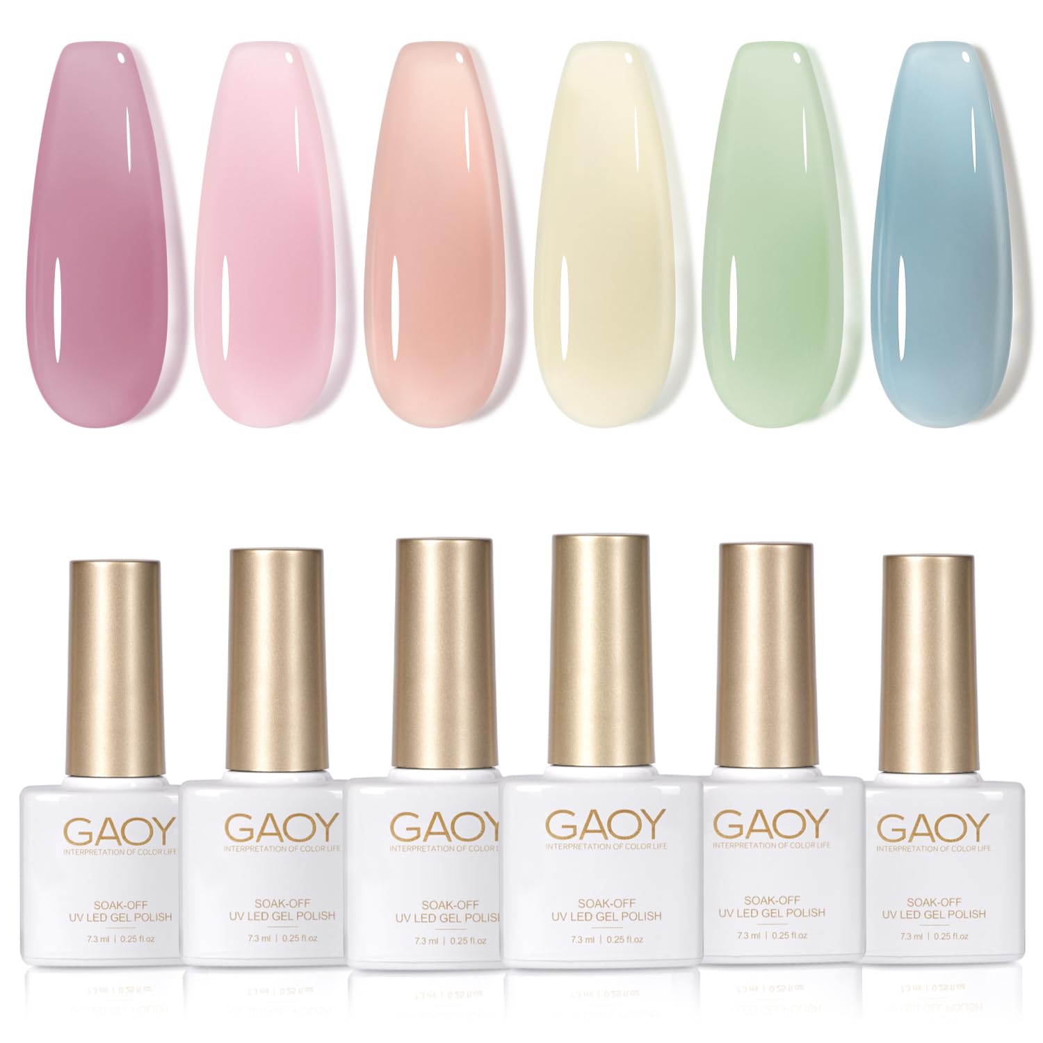 GAOY Jelly Green gel polish set with six colors for customizable nail looks