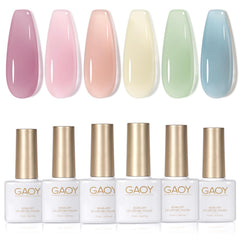 GAOY Jelly Green gel polish set with six colors for customizable nail looks