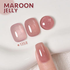 GAOY Maroon translucent gel swatch showing buildable color and long wear.