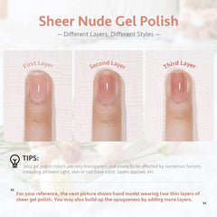 GAOY jelly natural pink swatch demonstrates buildable sheer color for nails