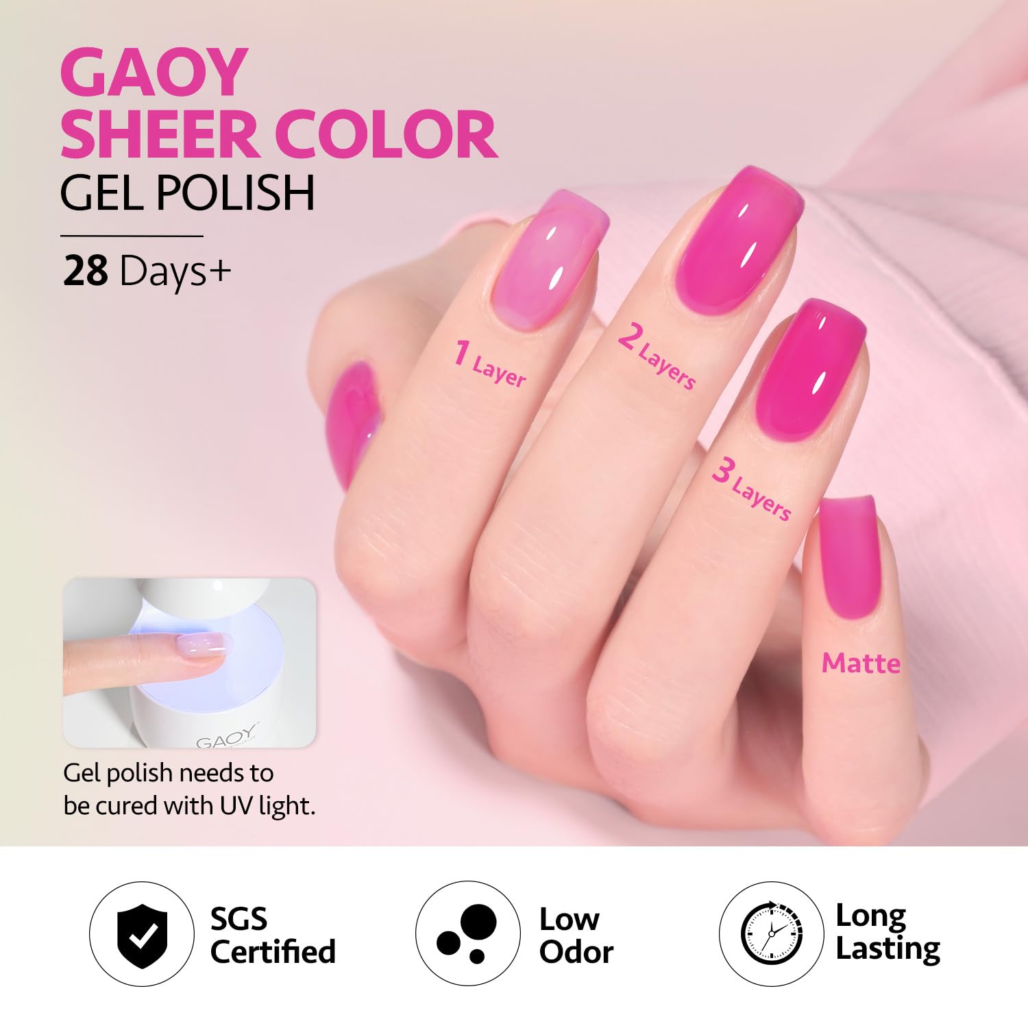 GAOY Jelly Neon Gel Polish soak-off demo shows easy removal.