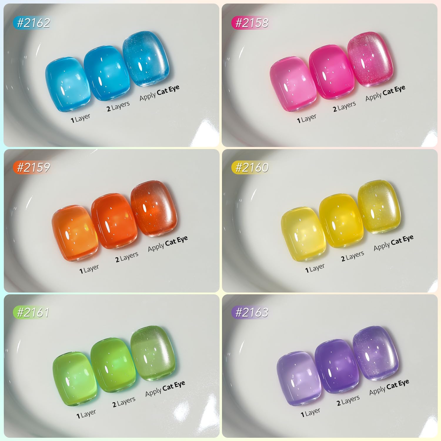 GAOY Jelly Neon Gel Polish UV curing demonstrates quick setting.