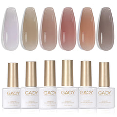 GAOY Jelly Nude clear glass bottle shows a glossy finish for easy at-home manicures.