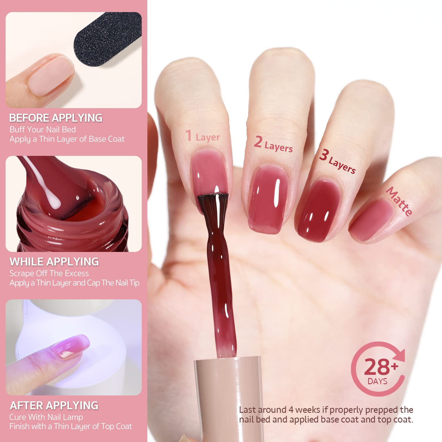 GAOY Jelly Nude Gel Nail Polish 1305 nail art setup for DIY designs