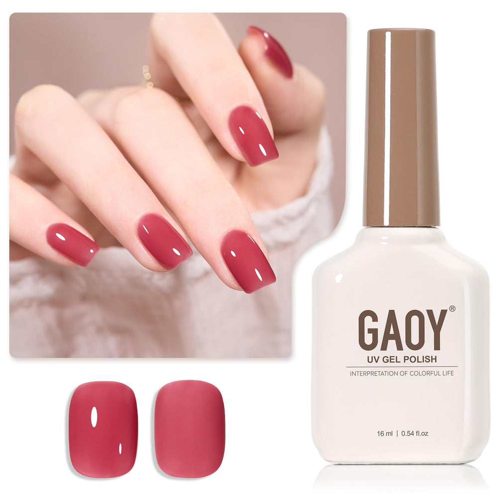 GAOY Jelly Nude gel nail polish bottle closeup shows a sheer pink tone for at-home nail art.