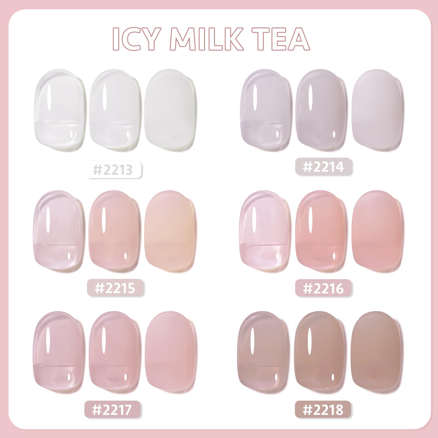 GAOY Jelly Nude bottles in a six-pack for easy at-home nail art