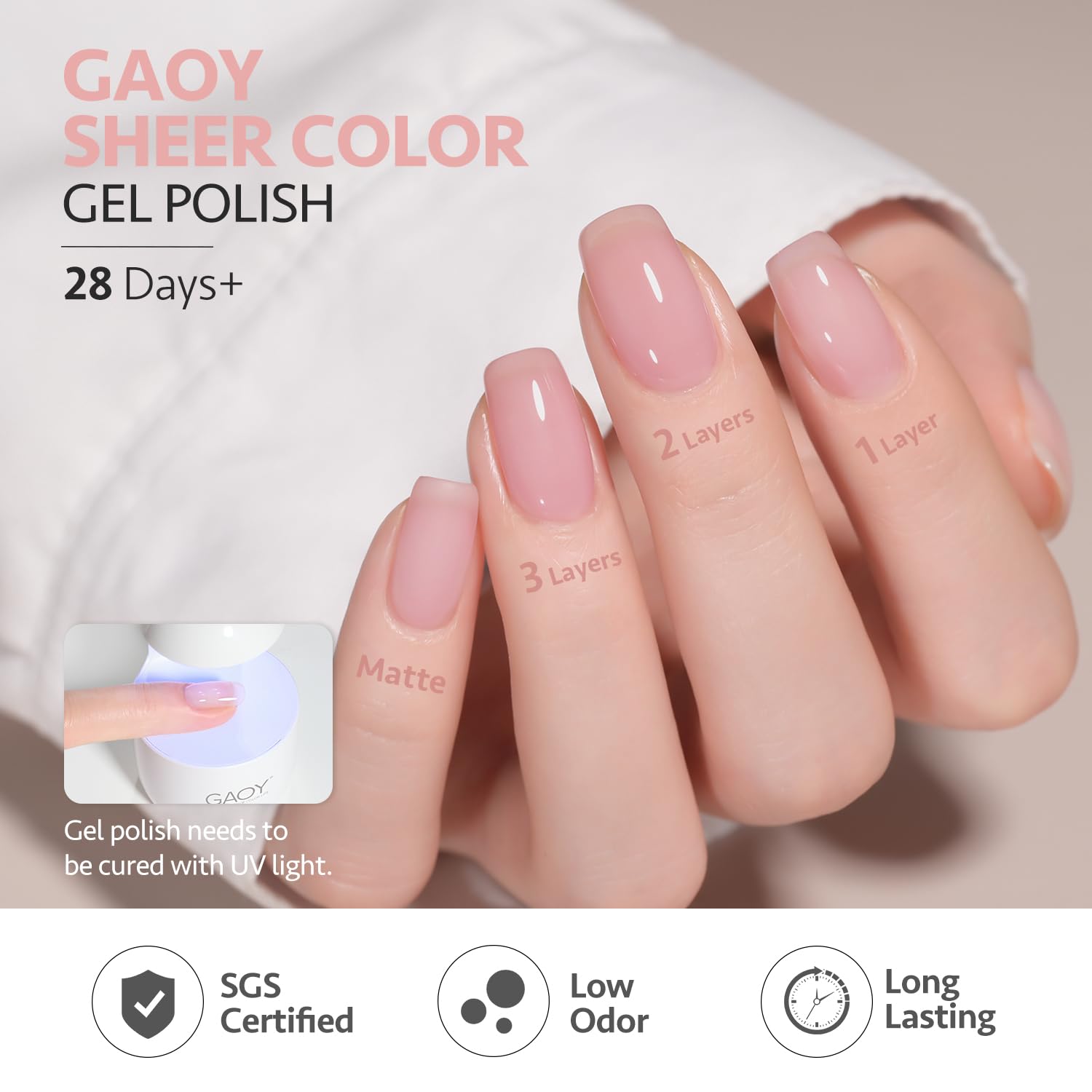 GAOY Jelly Nude is low-odor and SGS certified for safer nail art