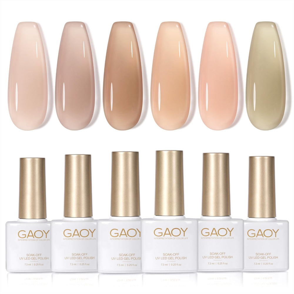 GAOY Jelly Nude Gel Polish 1 transparent swatch showing natural shine and sheer depth