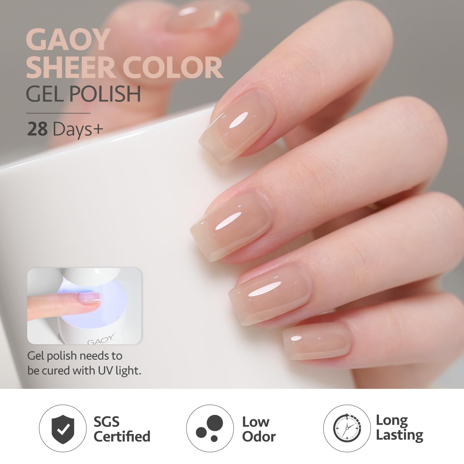 GAOY Jelly Nude Gel Polish 5 at-home application kit for easy DIY manicure