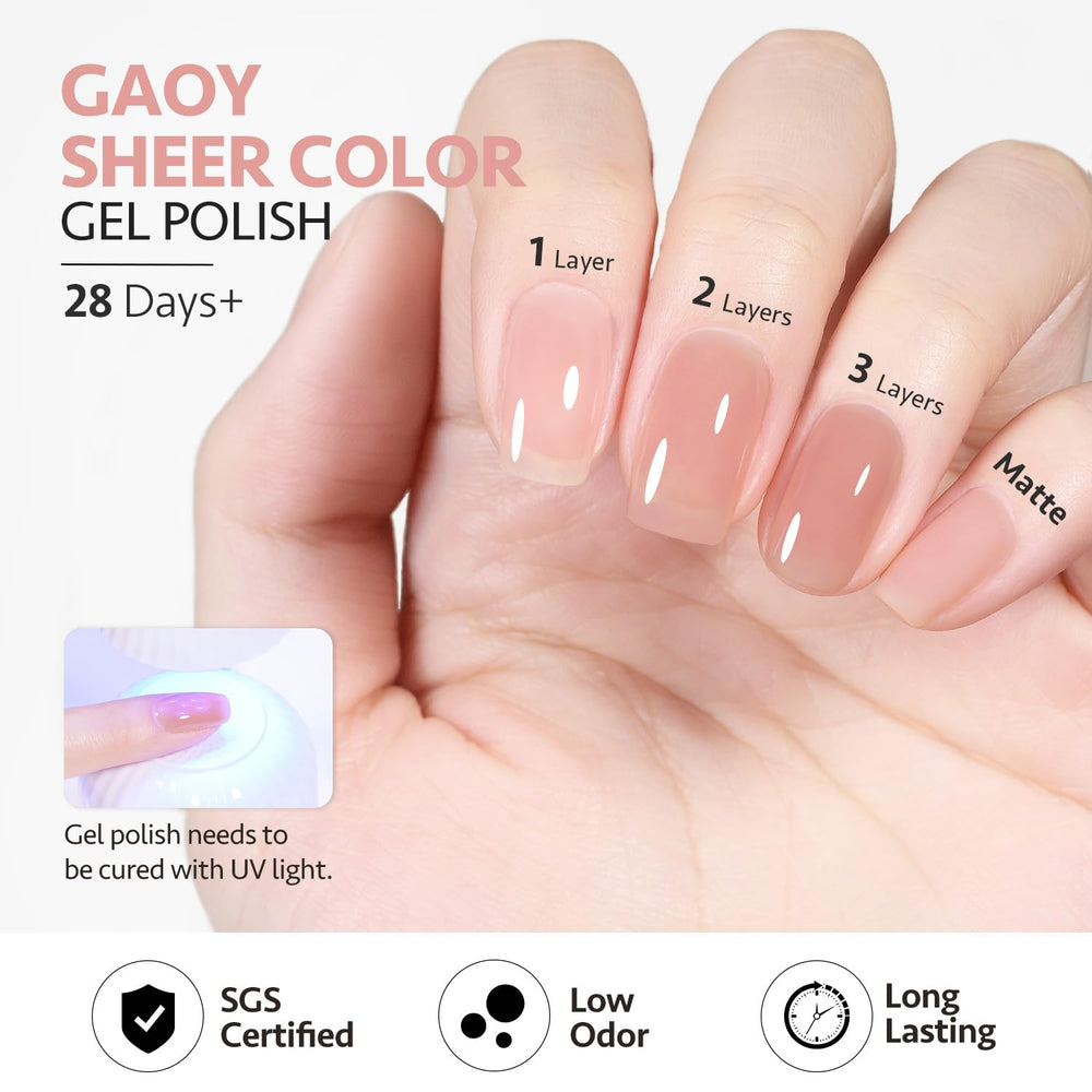 Home manicure setup featuring GAOY Jelly Nude for easy at home polish