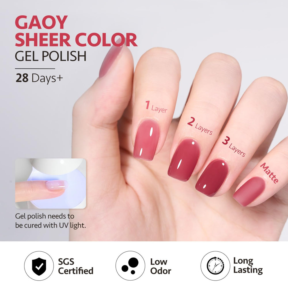 GAOY Jelly Nude nails with art illustrate long-lasting glossy finish possibilities.