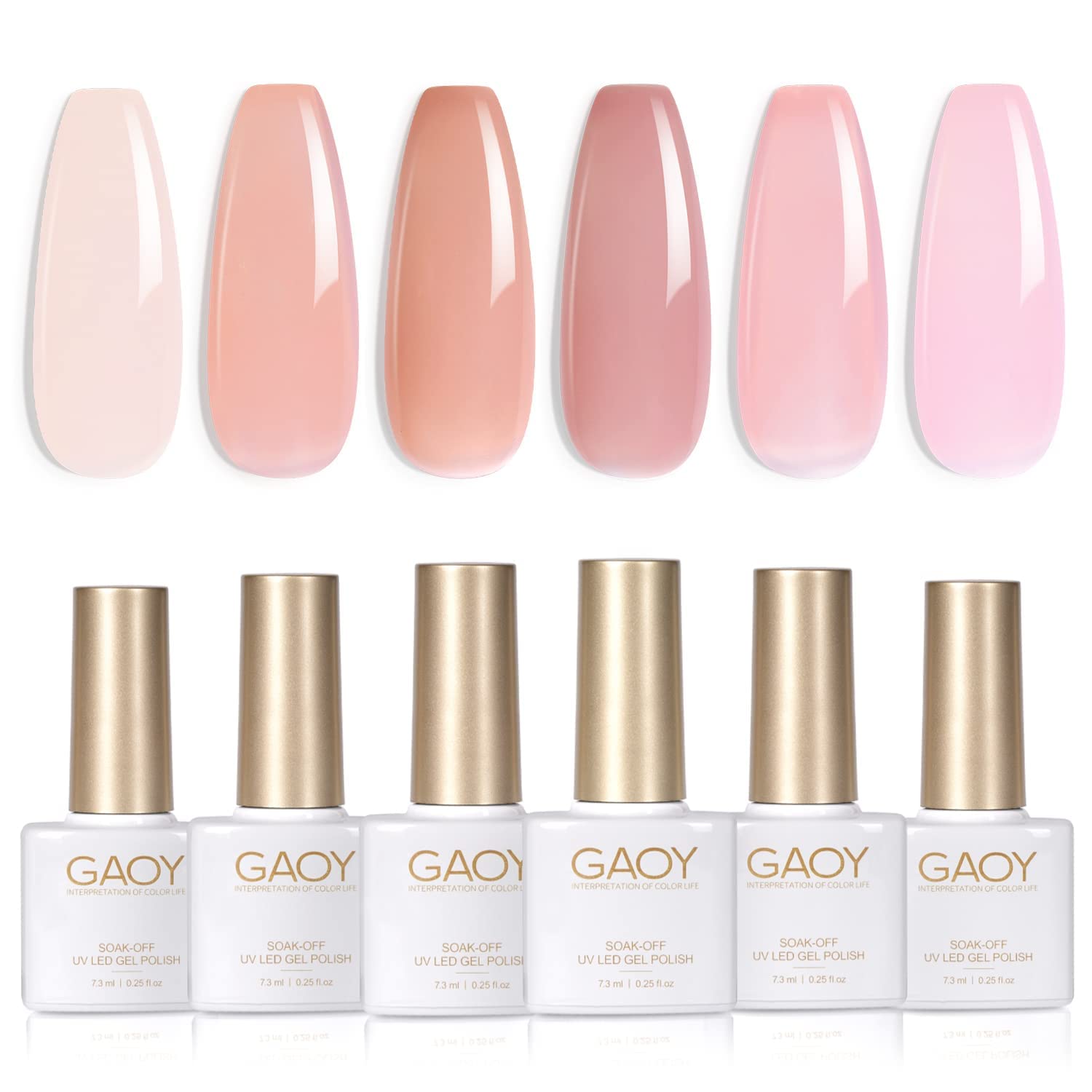 GAOY Jelly Nude Pink bottle close-up for customizable sheer-to-opaque color build.