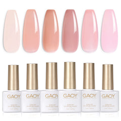 GAOY Jelly Nude Pink bottle close-up for customizable sheer-to-opaque color build.