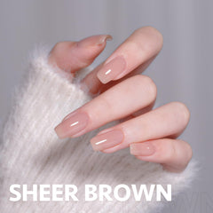 GAOY Jelly Nude Pink brush application on nails demonstrates easy at‑home use