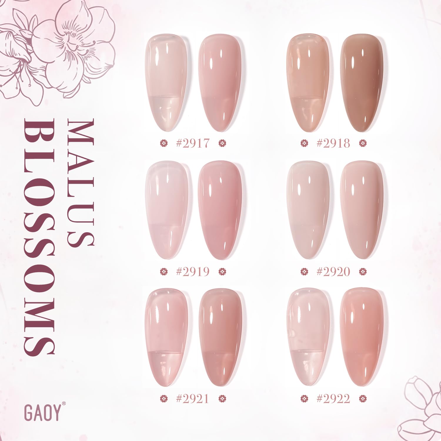 GAOY Jelly Nude Pink Gel Polish Color 02 swatch shows transparent finish for subtle nail art.